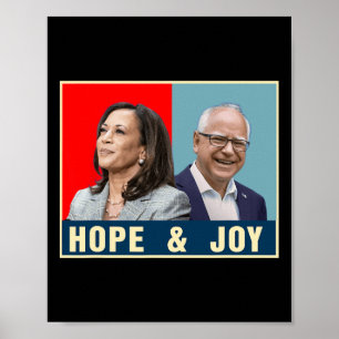 Poster Kamala Harris Tim Walz 2024 Espoir Et Joie