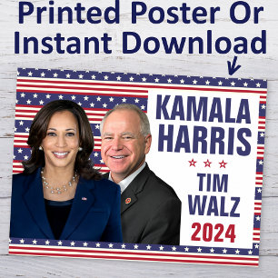 Poster Kamala Harris Tim Walz 2024 Président Vice Photos