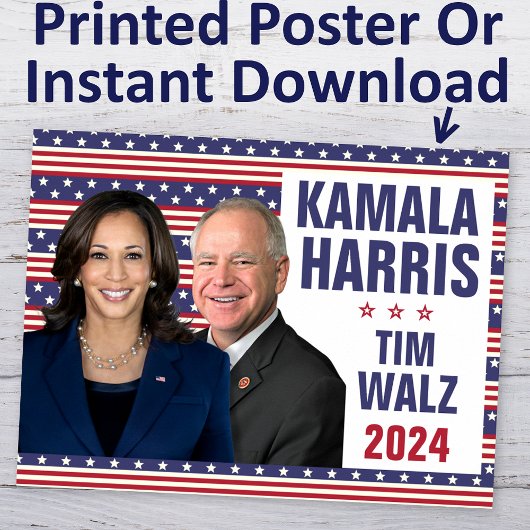 Poster Kamala Harris Tim Walz 2024 Président Vice Photos