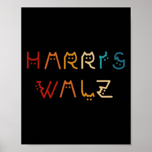 Poster Kamala Harris Walz Walz Valse 2024 Chat Lettering 