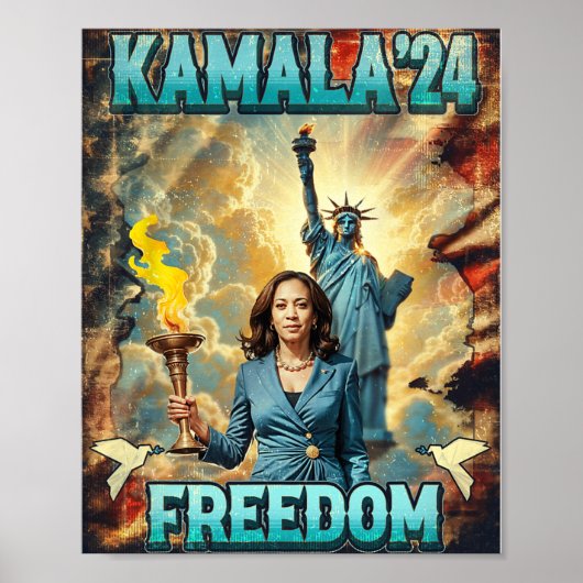 Poster Kamala Pour Le Président Slogan Statue Liberty Pro (Devant)