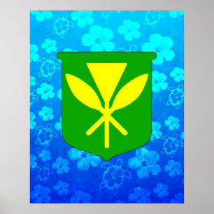 Poster Kanaka Maoli Blue Honu