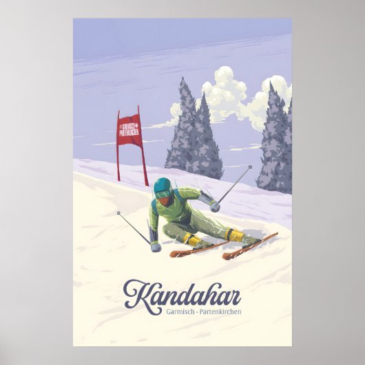 Poster Kandahar Garmisch Partenkirchen Germany Ski Resort (Devant)