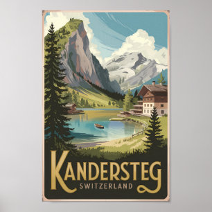 Poster Kandersteg Suisse Illustration Voyage Art