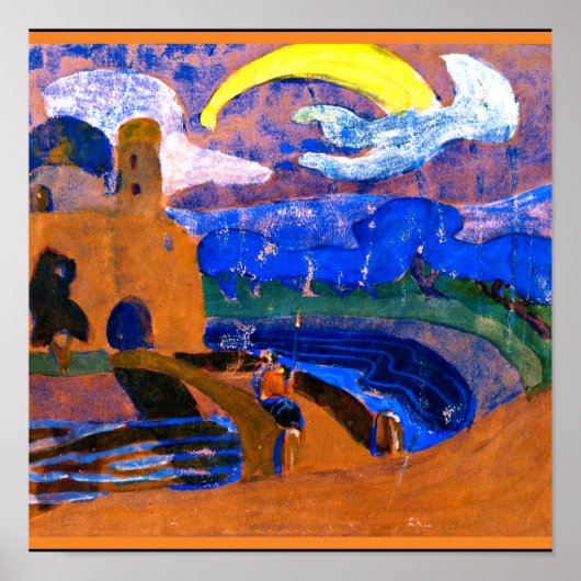 Poster Kandinsky - La Comète, peinture abstraite colorée, (Devant)