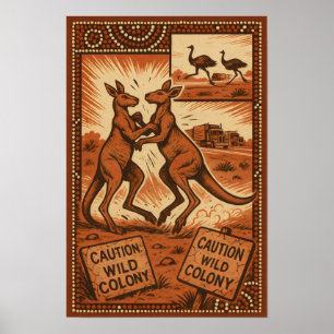 Poster Kangaroo Clash - Outback Wildlife in Action