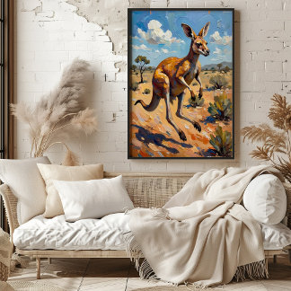 Poster Kangaroo en mouvement
