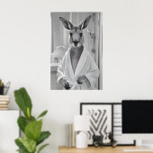 Poster Kangaroo in Bathrobe Print, Funny Animal Bathroom (Bureau à domicile)