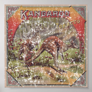 Poster Kangaroo Tobacco 1900 en détresse