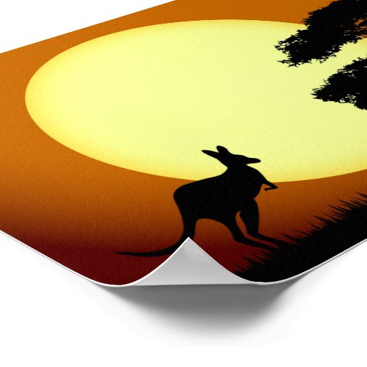 Poster Kangourou au coucher du soleil (Coin)