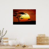 Poster kangourou au coucher du soleil (Cuisine)