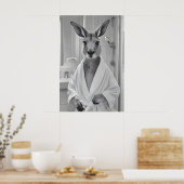 Poster Kangourou en robe de chambre imprimé, salle de bai (Cuisine)