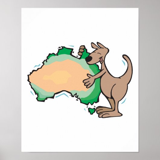 Poster kangourou mignon serrant l'australie (Devant)