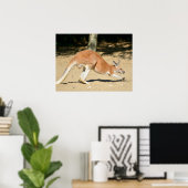 Poster Kangourou rouge en vacances sur le sable (Bureau à domicile)