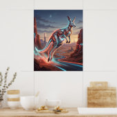 Poster Kangourou Rouge Néon Outback (Cuisine)