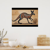 Poster Kangourou, thème aborigène australien (Cuisine)