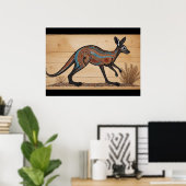 Poster Kangourou, thème aborigène australien (Bureau à domicile)