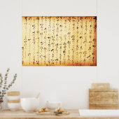 Poster Kanji japonais ancien (Cuisine)