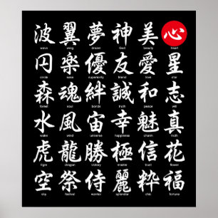 Poster Kanji japonais populaire