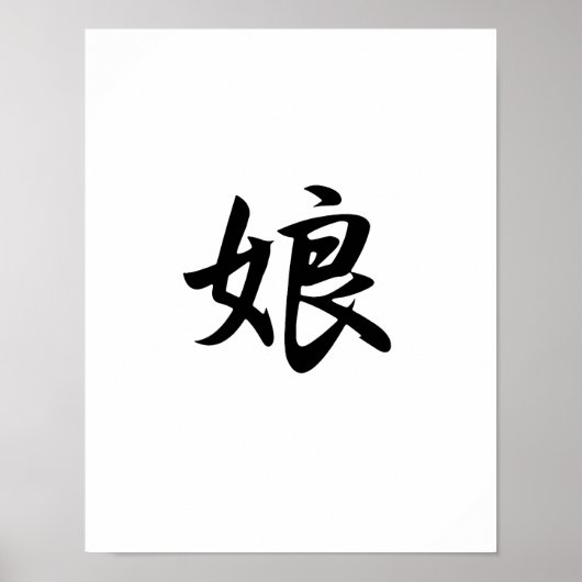 Poster Kanji japonais pour fille - Musume (Devant)