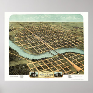 Poster Kankakee, IL Carte panoramique - 1869