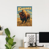 Poster Kansas Bison Vintage (Bureau à domicile)