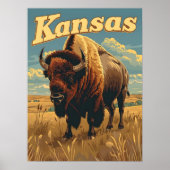 Poster Kansas Bison Vintage (Devant)