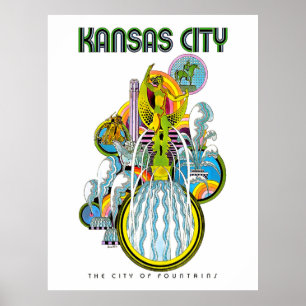 Poster Kansas city, la ville des fontaines,
