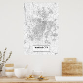 Poster Kansas City, Missouri (noir sur blanc) (Cuisine)