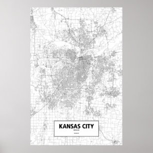 Poster Kansas City, Missouri (noir sur blanc)