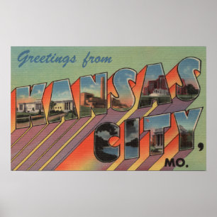 Poster Kansas City, Missouri - Scènes de grandes lettres