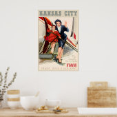 Poster Kansas City TWA Trans World Airlines New Retro (Cuisine)