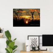 Poster Kansas coucher de soleil avec Silhouette Arbre, nu (Bureau à domicile)