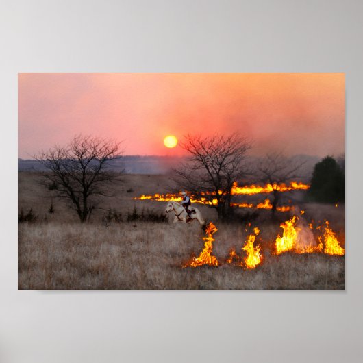 Poster Kansas Rancher Checks Fire Line (Devant)