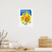 Poster Kansas State Shape Meadowlark Sunflowers  (Cuisine)