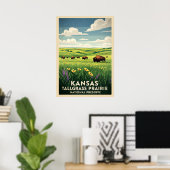 Poster Kansas Tallgrass Prairie Réserve nationale V04 (Bureau à domicile)