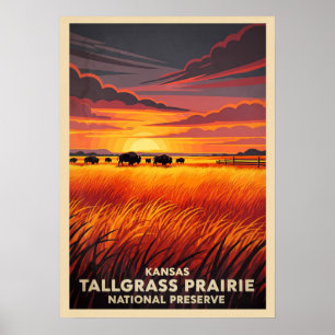 Poster Kansas Tallgrass Prairie Réserve nationale V05