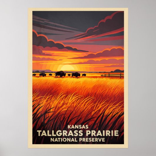 Poster Kansas Tallgrass Prairie Réserve nationale V05 (Devant)