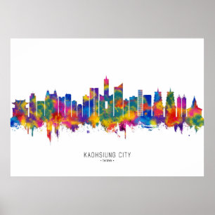 Poster Kaohsiung City Taiwan Skyline