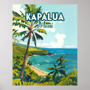 Poster Kapalua Maui Hawaii Bay Beach Vacances Rétro