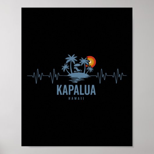 Poster Kapalua Y Hawaii Vintage 80s Sunset Heartbeat (Devant)