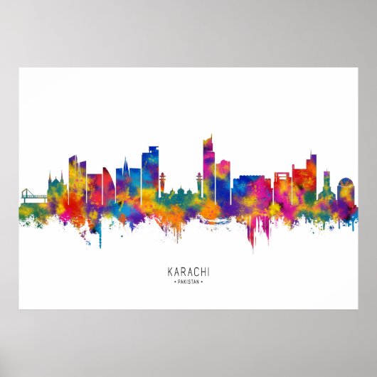 Poster Karachi Skyline Pakistan (Devant)