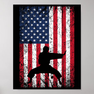 Poster Karate American Flag 4 juillet Martial Arts
