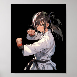 Poster Karate Anime Girl Taekwondo Fighter Martial Arts