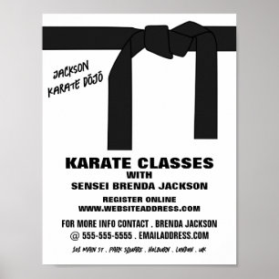 Poster Karate Belt, Karate Class Publicité