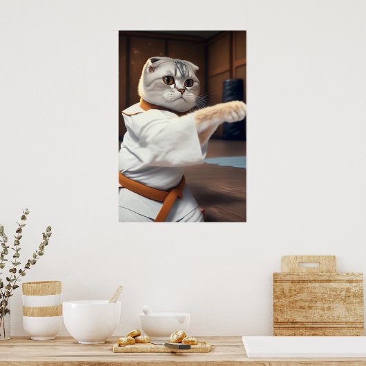 Poster Karate Cat 90 (Cuisine)