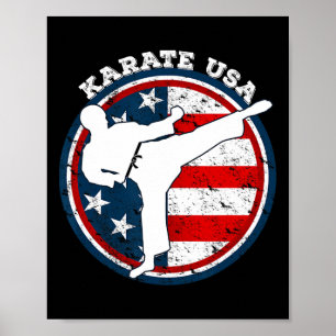 Poster Karate cool Avec Drapeau Américain Pour Femmes Enf