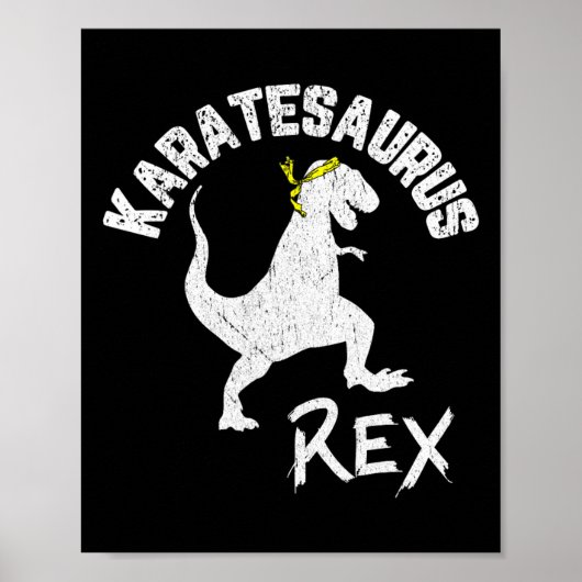 Poster Karate Karatesaurus Rex Dinosaur Funny Martial Art (Devant)