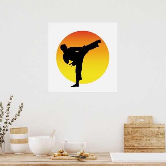 Poster Karate Kick Silouette. (Cuisine)