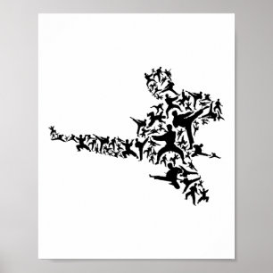 Poster Karate Martial Arts Flying Boxer Kickboxer T